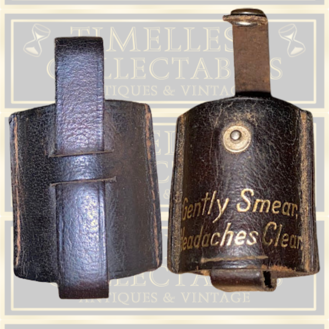 Antique Medicine Bottle In Leather Cover