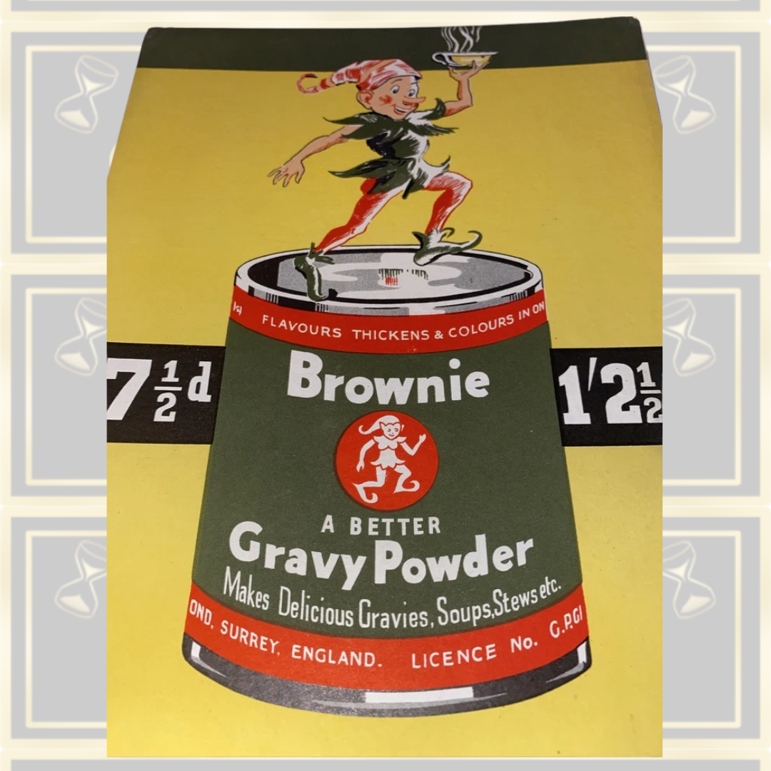 Vintage 1950s Shop Advertising Display Card 'Brownie' Gravy Powder