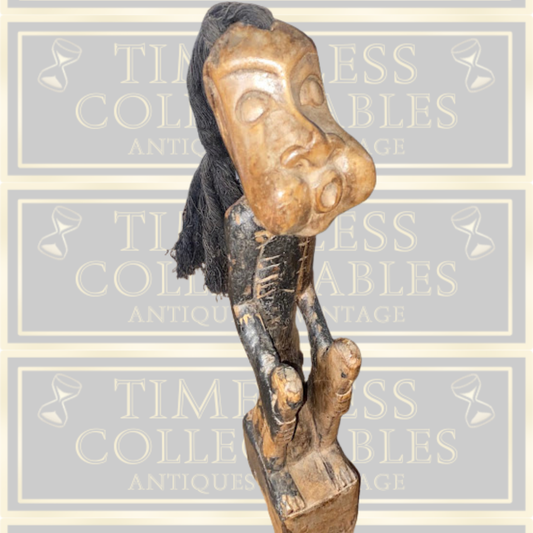 Vintage African Hand Carved Fertility Figure With Hair