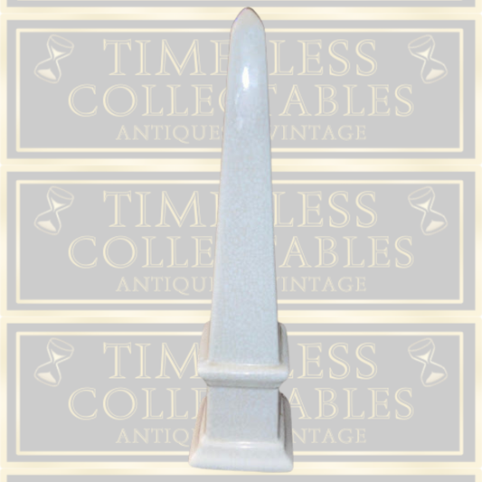 Vintage Porcelain Obelisk Square Base Grazed Off-White Color