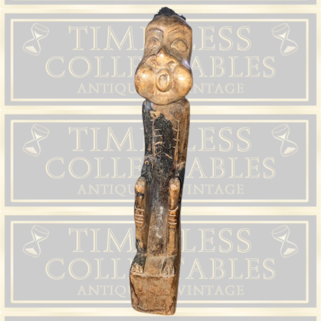 Vintage African Hand Carved Fertility Figure With Hair