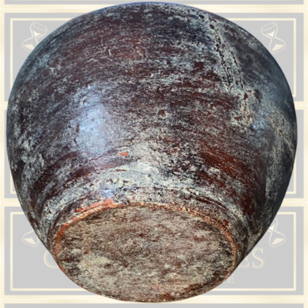 Antique Brown Glaze Stoneware Honey Pot