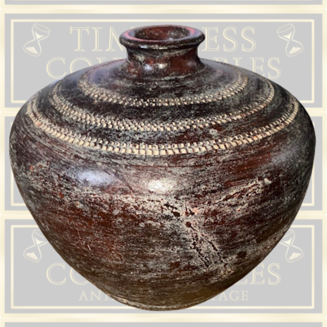 Antique Brown Glaze Stoneware Honey Pot