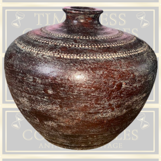 Antique Brown Glaze Stoneware Honey Pot