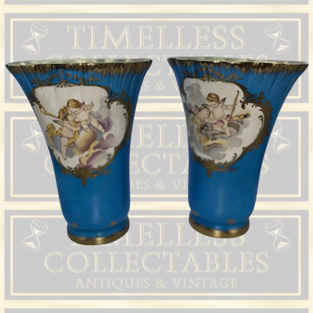 Antique Large Meissen Porcelain Vases Stamped