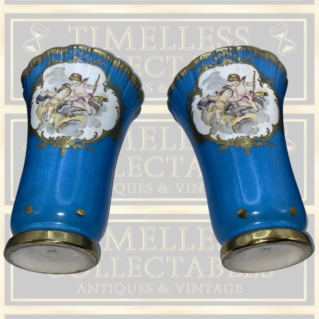 Antique Large Meissen Porcelain Vases Stamped