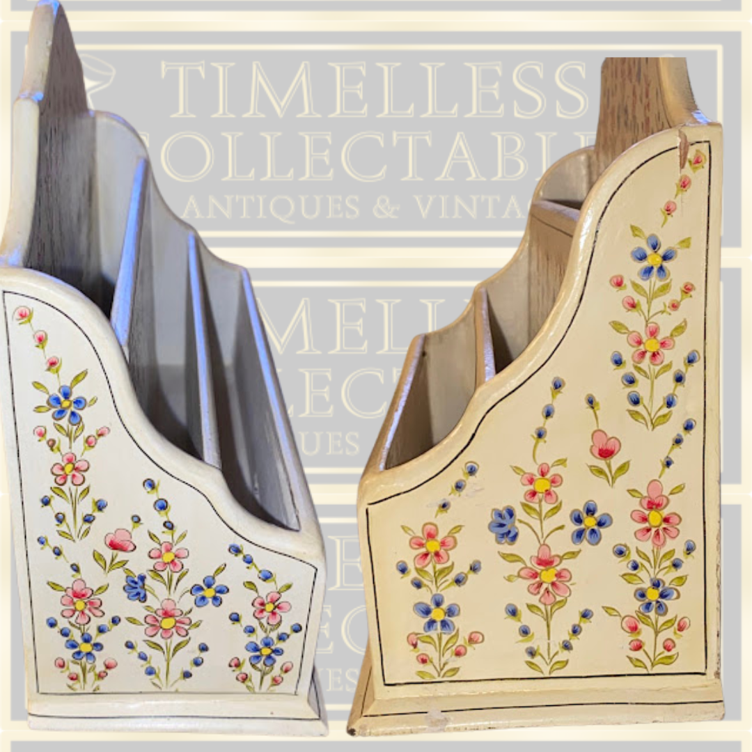 Vintage Floral Hand Painted Letter Rack