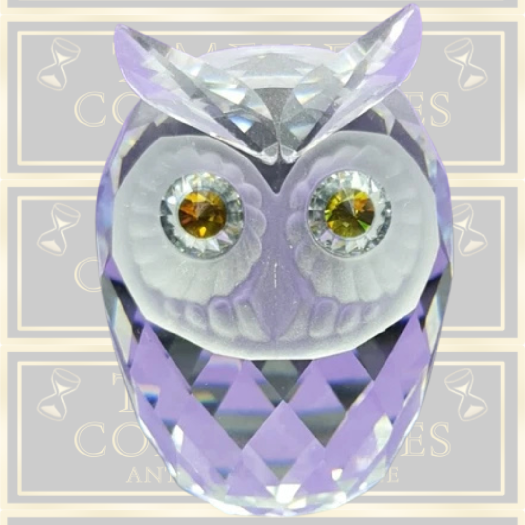 Vintage Swarovski Crystal large green eyed owl