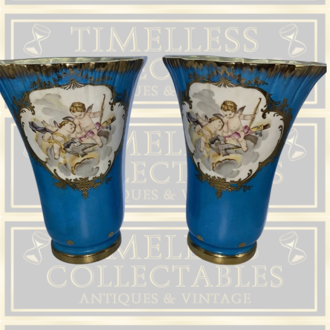 Antique Large Meissen Porcelain Vases Stamped
