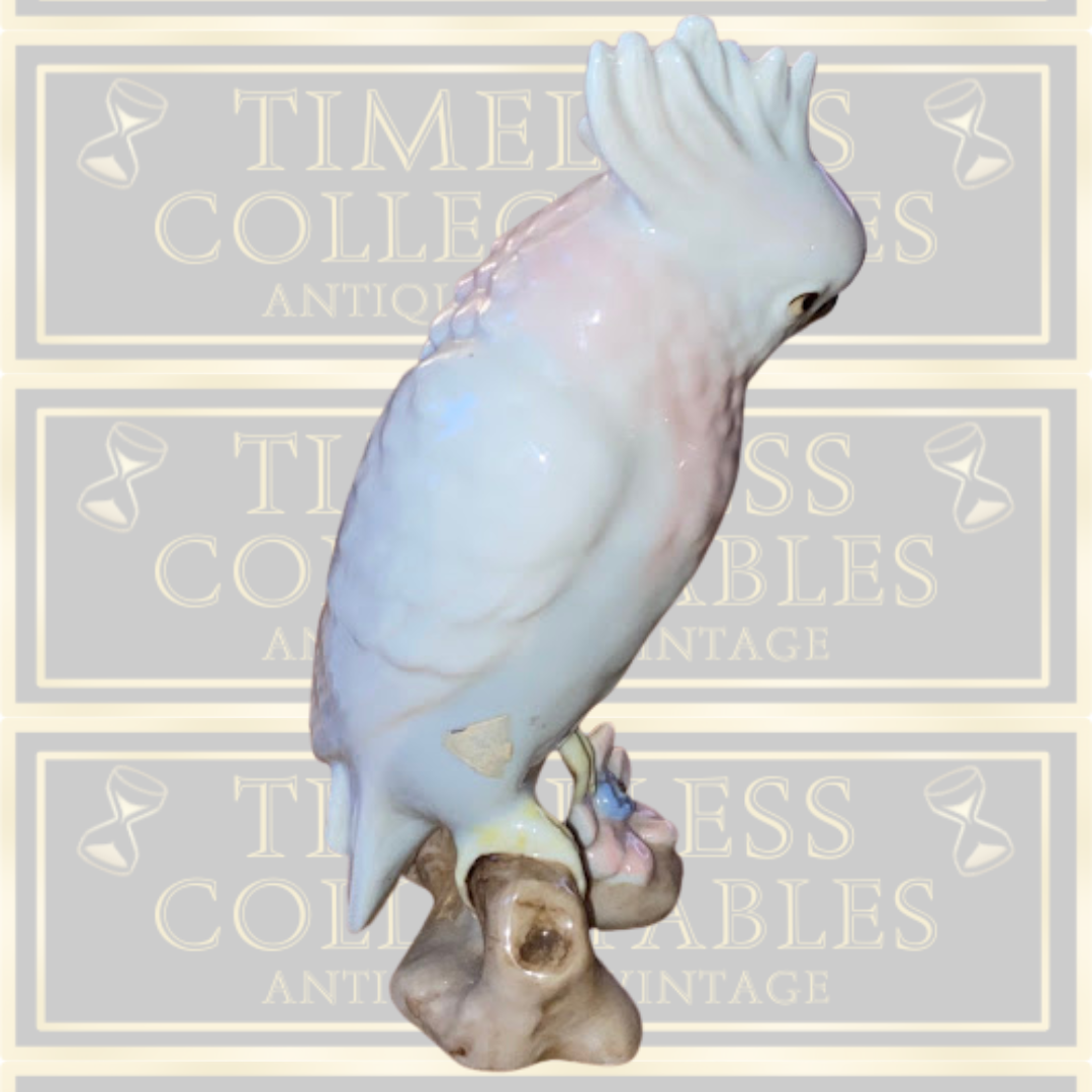 Vintage Pair Royal Dux Porcelain Cockatoo Birds