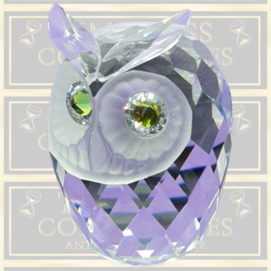 Vintage Swarovski Crystal large green eyed owl