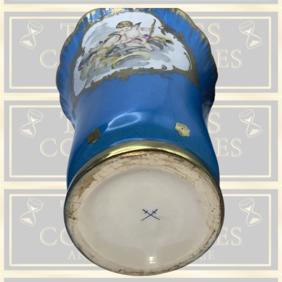 Antique Large Meissen Porcelain Vases Stamped