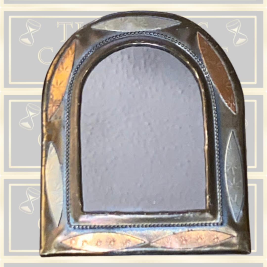 Vintage Handmade Arts & Craft Style Bronze/Brass/Copper Miniature Arched Hanging Mirror