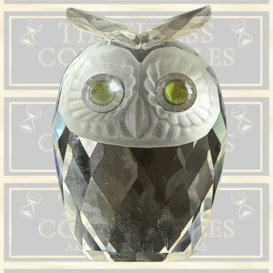 Vintage Swarovski Crystal Yellow Eyed Owl
