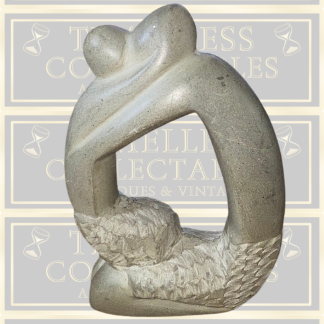 Vintage Mother and Child Soapstone Sculpture Art