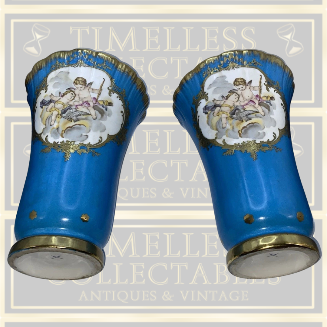 Antique Large Meissen Porcelain Vases Stamped