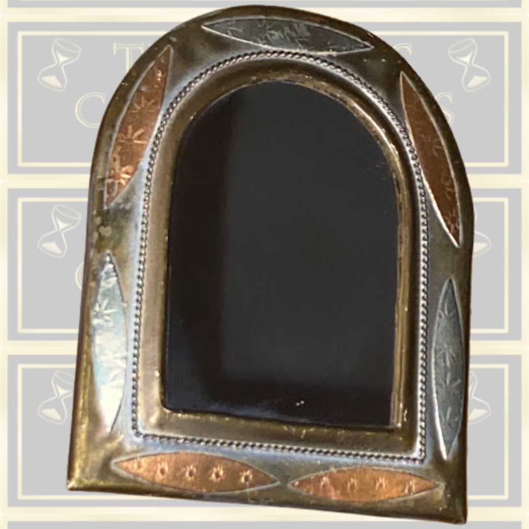 Vintage Handmade Arts & Craft Style Bronze/Brass/Copper Miniature Arched Hanging Mirror