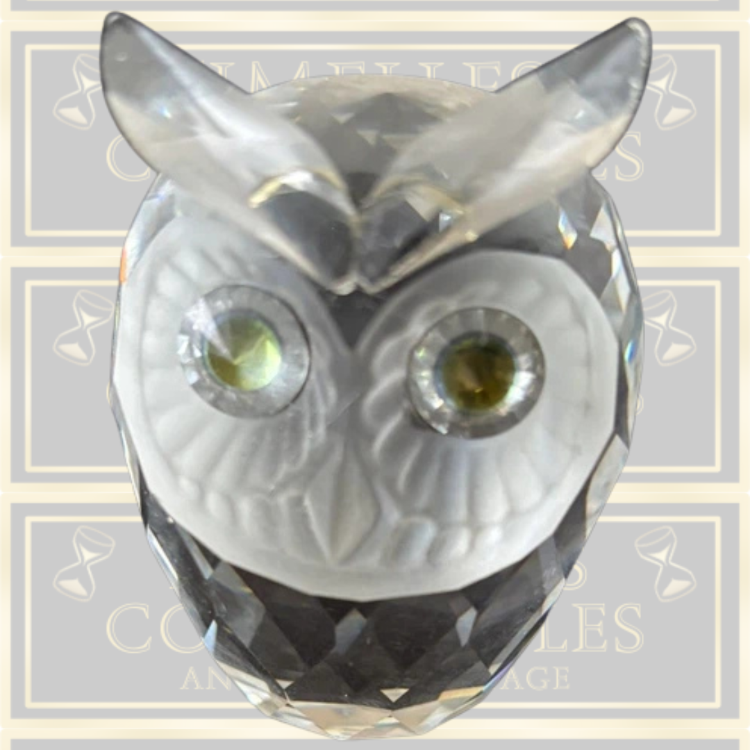 Vintage Swarovski Crystal Yellow Eyed Owl