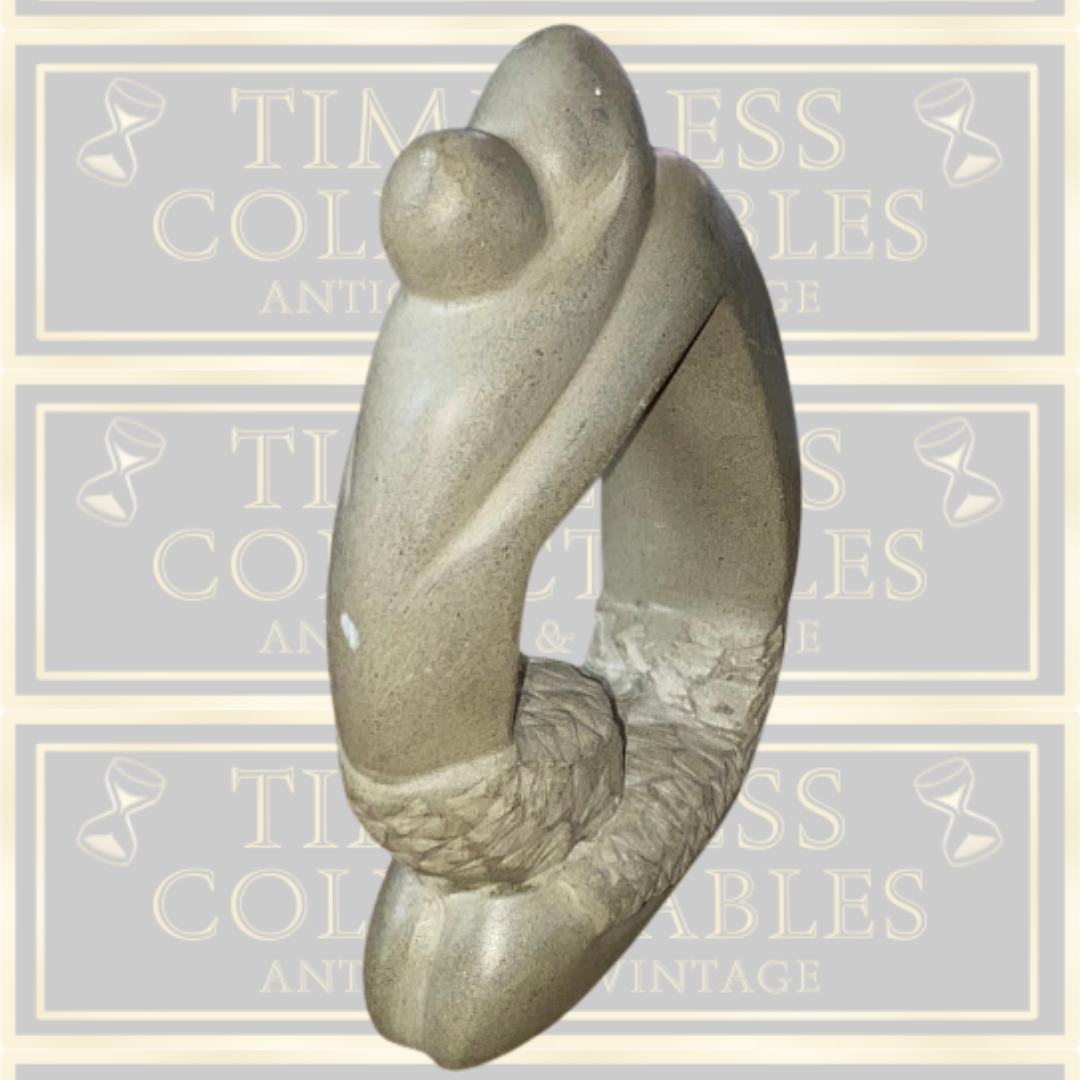 Vintage Mother and Child Soapstone Sculpture Art