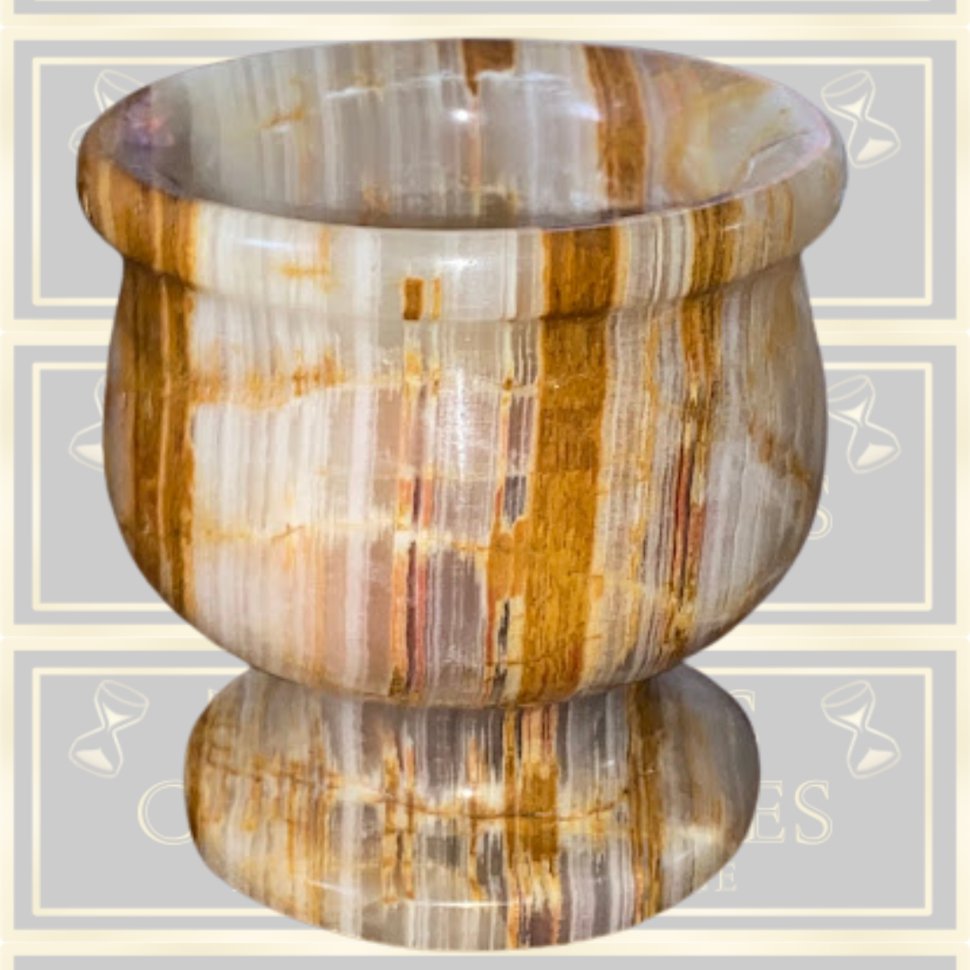 Vintage Brown Onyx Mortar/Urn