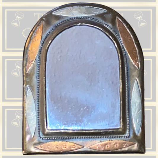 Vintage Handmade Arts & Craft Style Bronze/Brass/Copper Miniature Arched Hanging Mirror