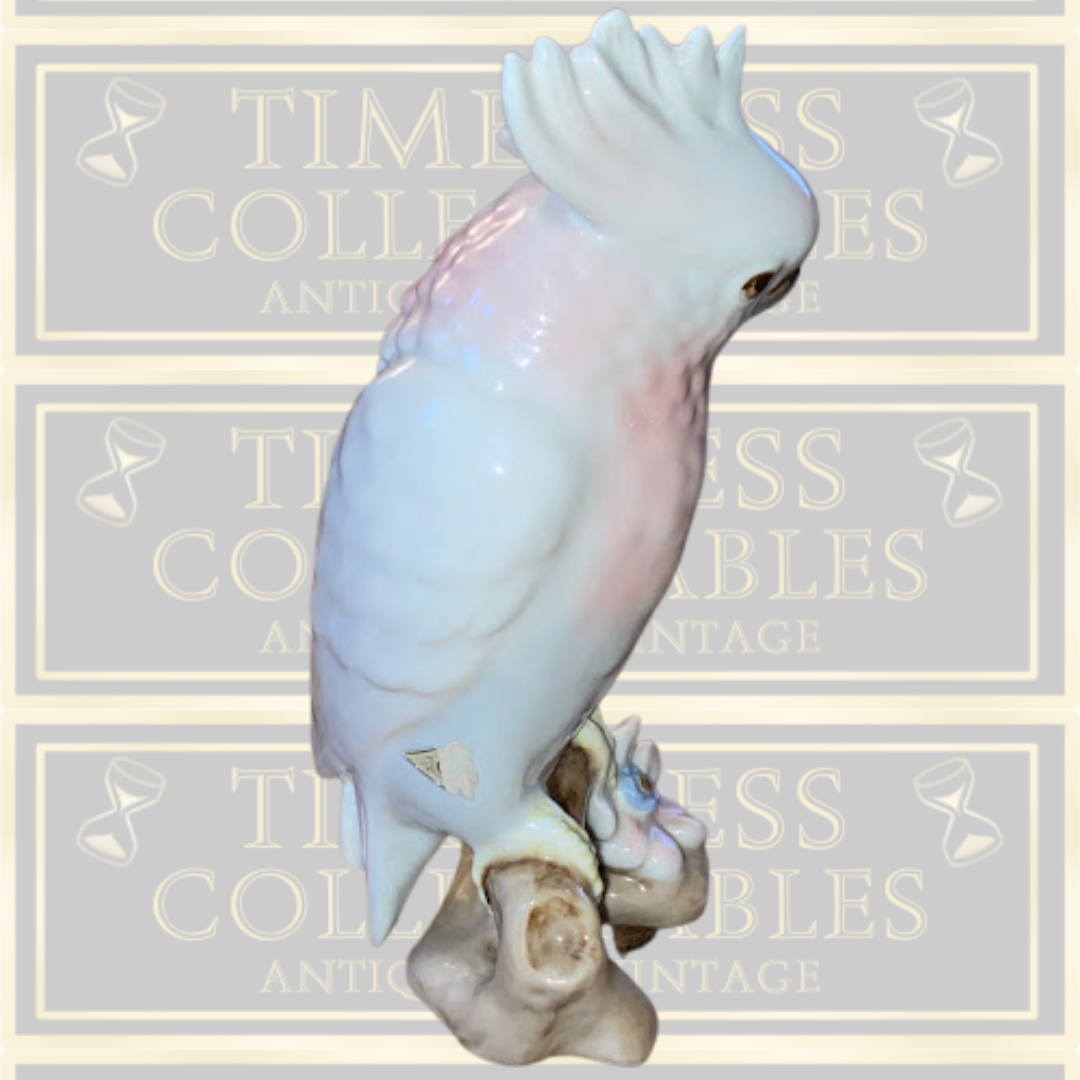Vintage Pair Royal Dux Porcelain Cockatoo Birds