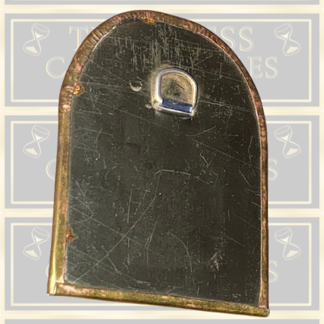 Vintage Handmade Arts & Craft Style Bronze/Brass/Copper Miniature Arched Hanging Mirror
