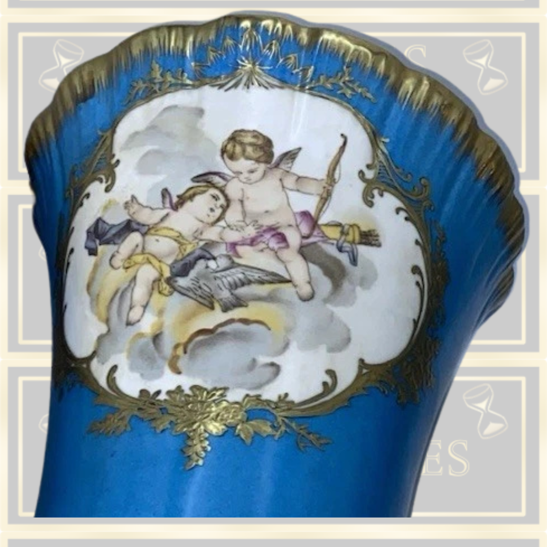 Antique Large Meissen Porcelain Vases Stamped