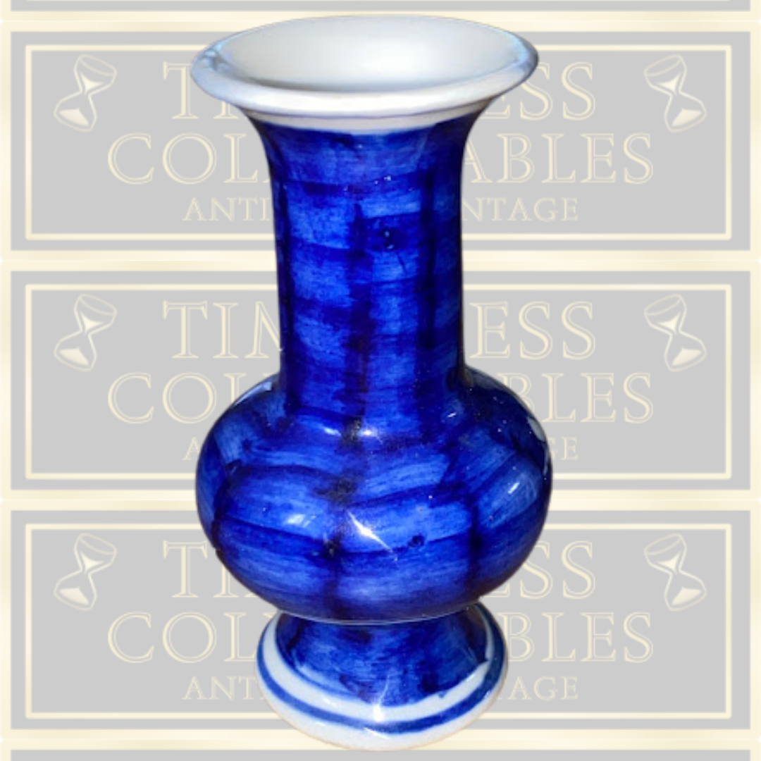 Vintage Chinese Blue & White Mini Porcelain Cherry Blossom Vase