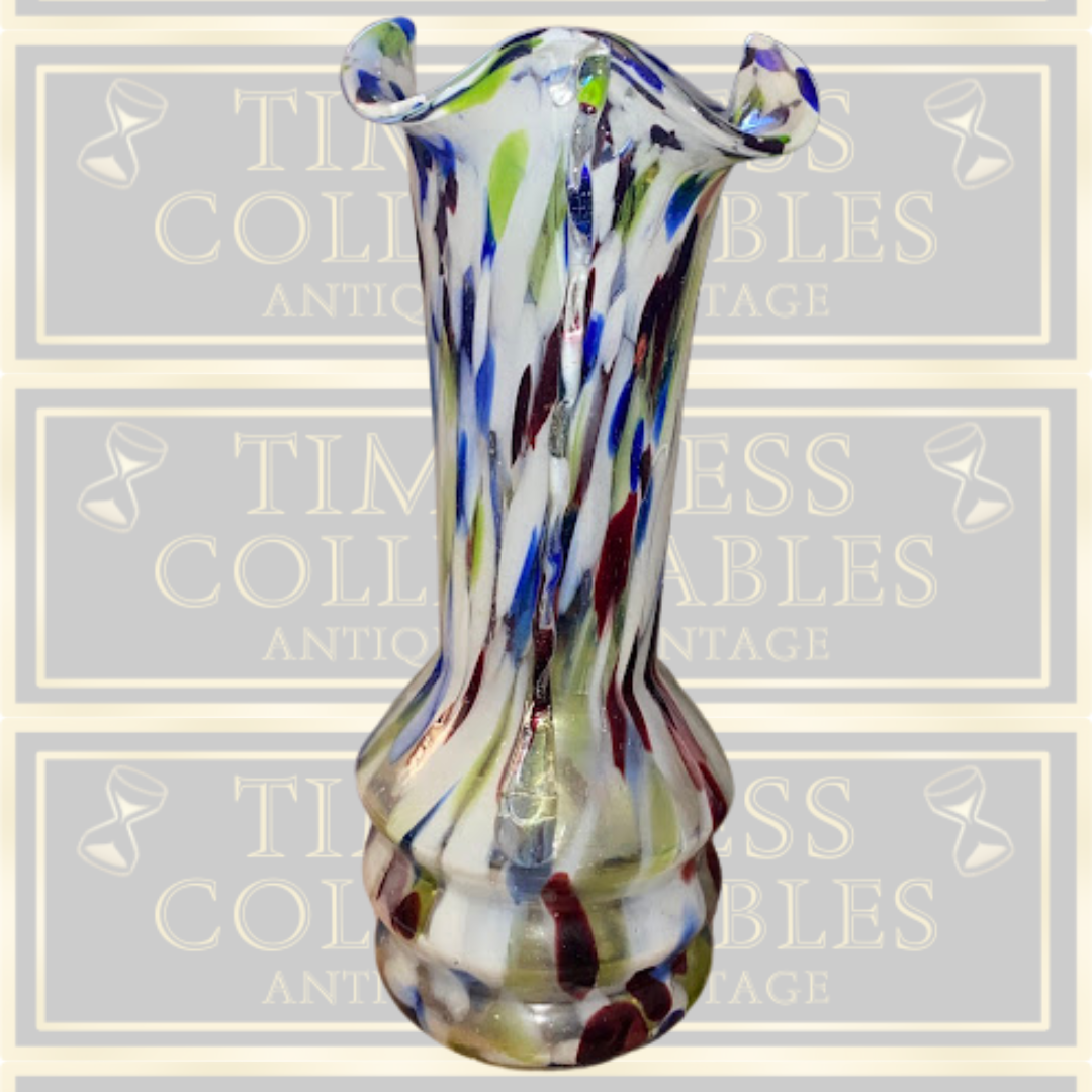 Vintage Multi-Coloured Murano End Of Day Glass Hand Blown Vase
