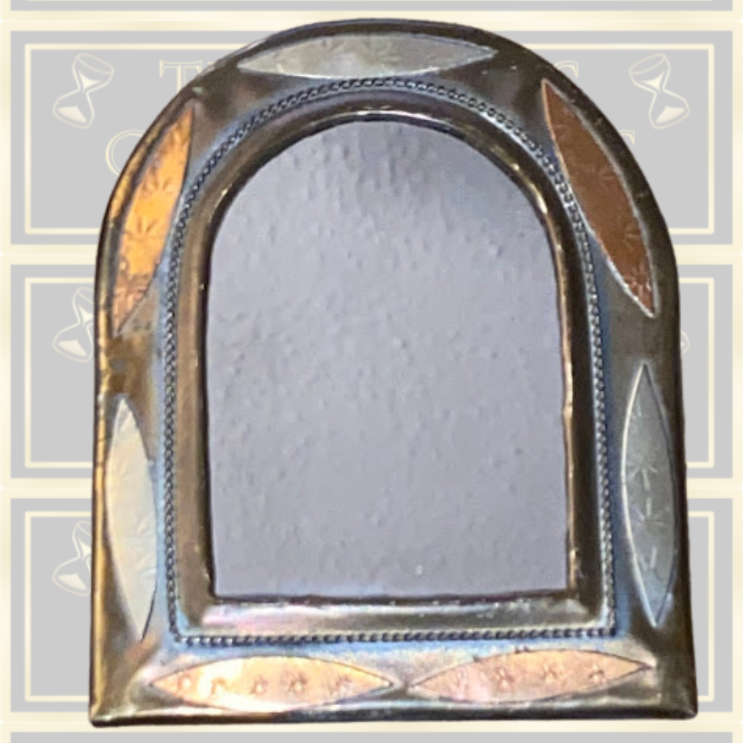 Vintage Handmade Arts & Craft Style Bronze/Brass/Copper Miniature Arched Hanging Mirror