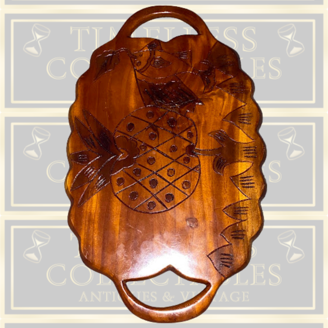 Vintage Hand-Carved Monkey Pod Wood Serving Tray