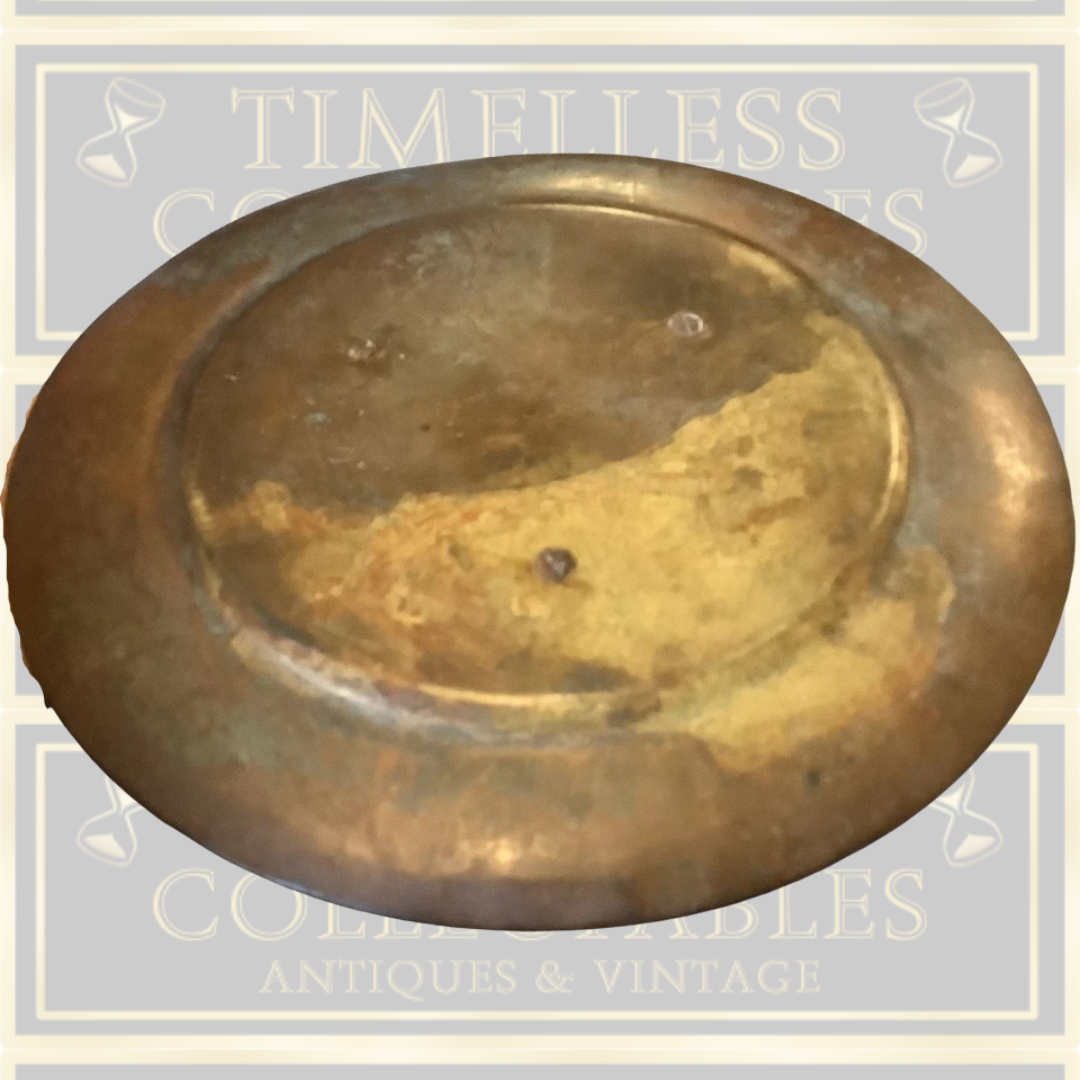 Antique Solid Bronze Rams Head Hinged Pot With Attached Round Tray