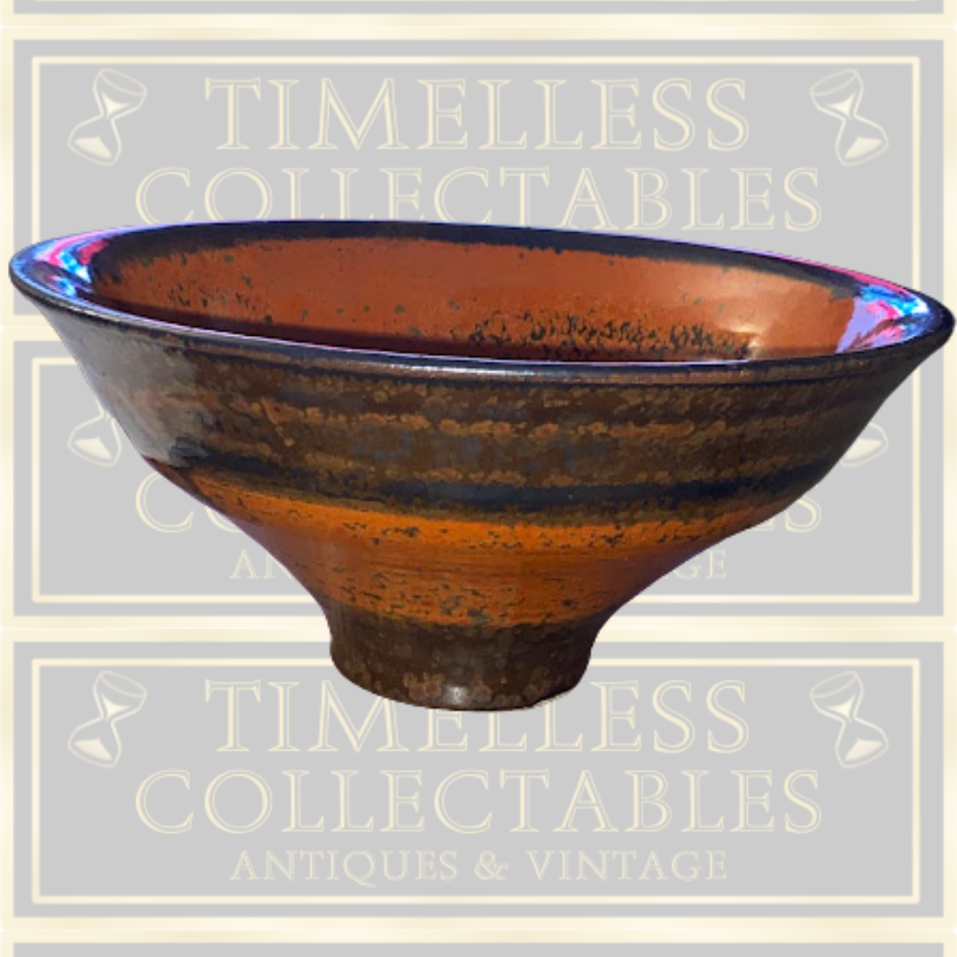 Vintage Wheel-Thrown Stoneware Glazed Fruit Bowl By Michael Martin