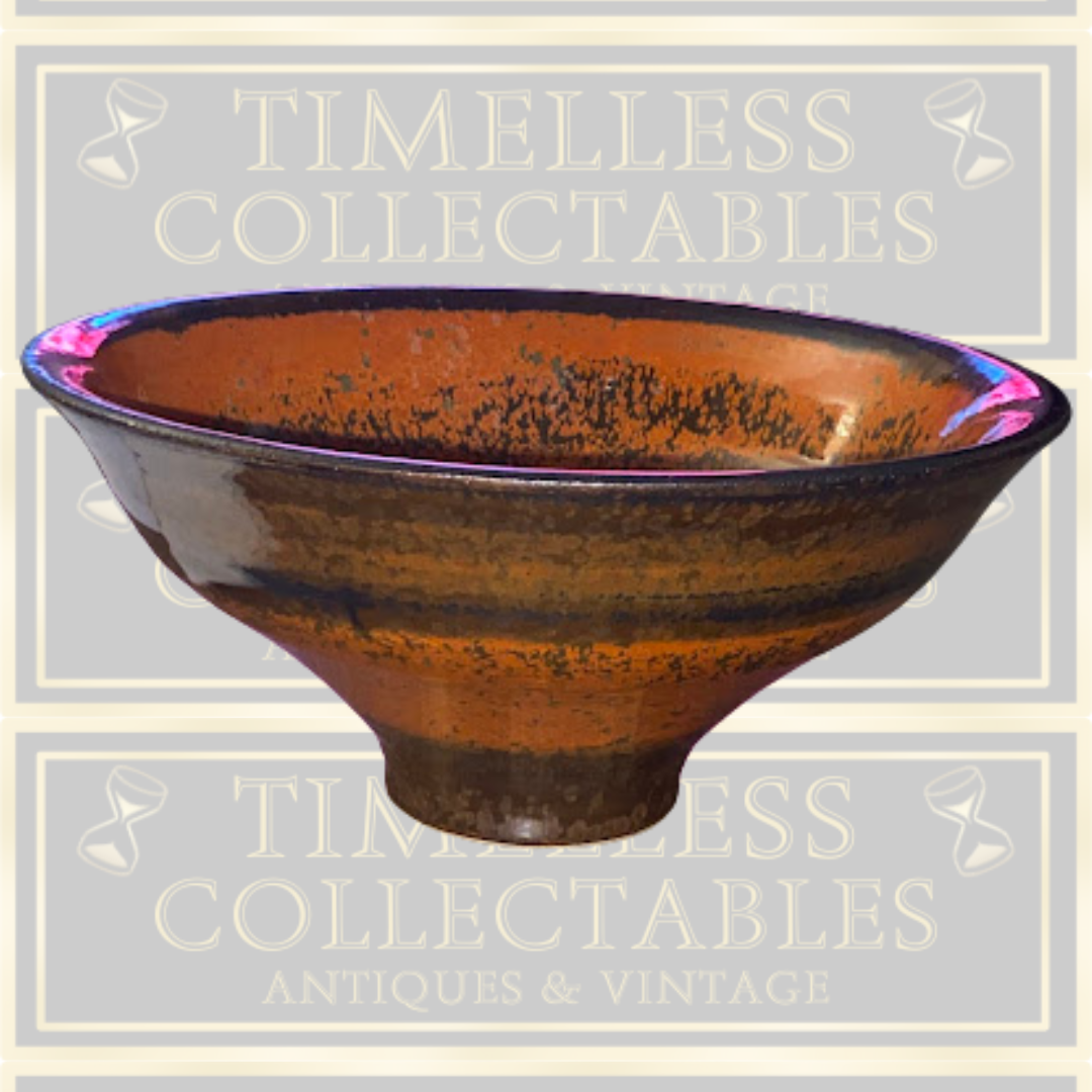 Vintage Wheel-Thrown Stoneware Glazed Fruit Bowl By Michael Martin