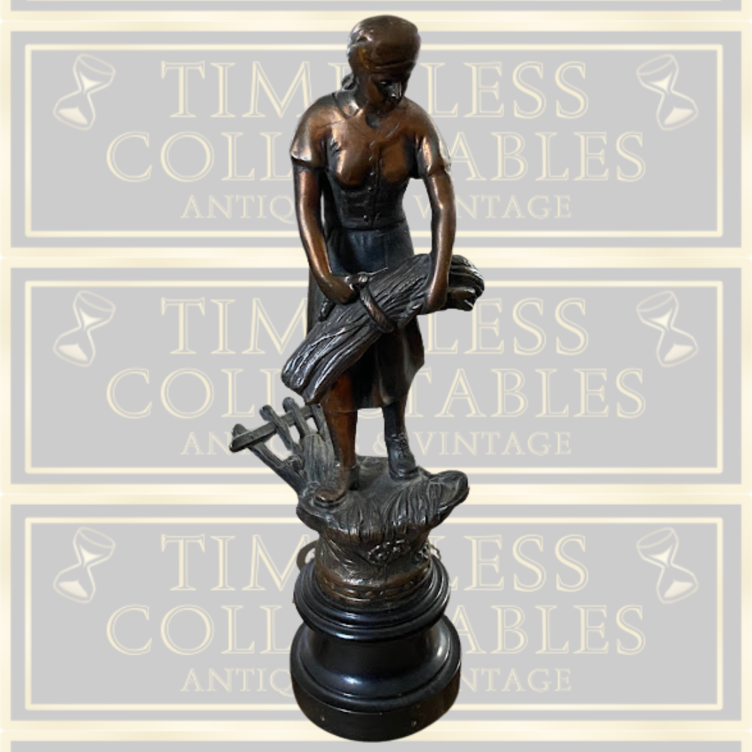 Antique Bronze Spelter French Peasant Woman Statue