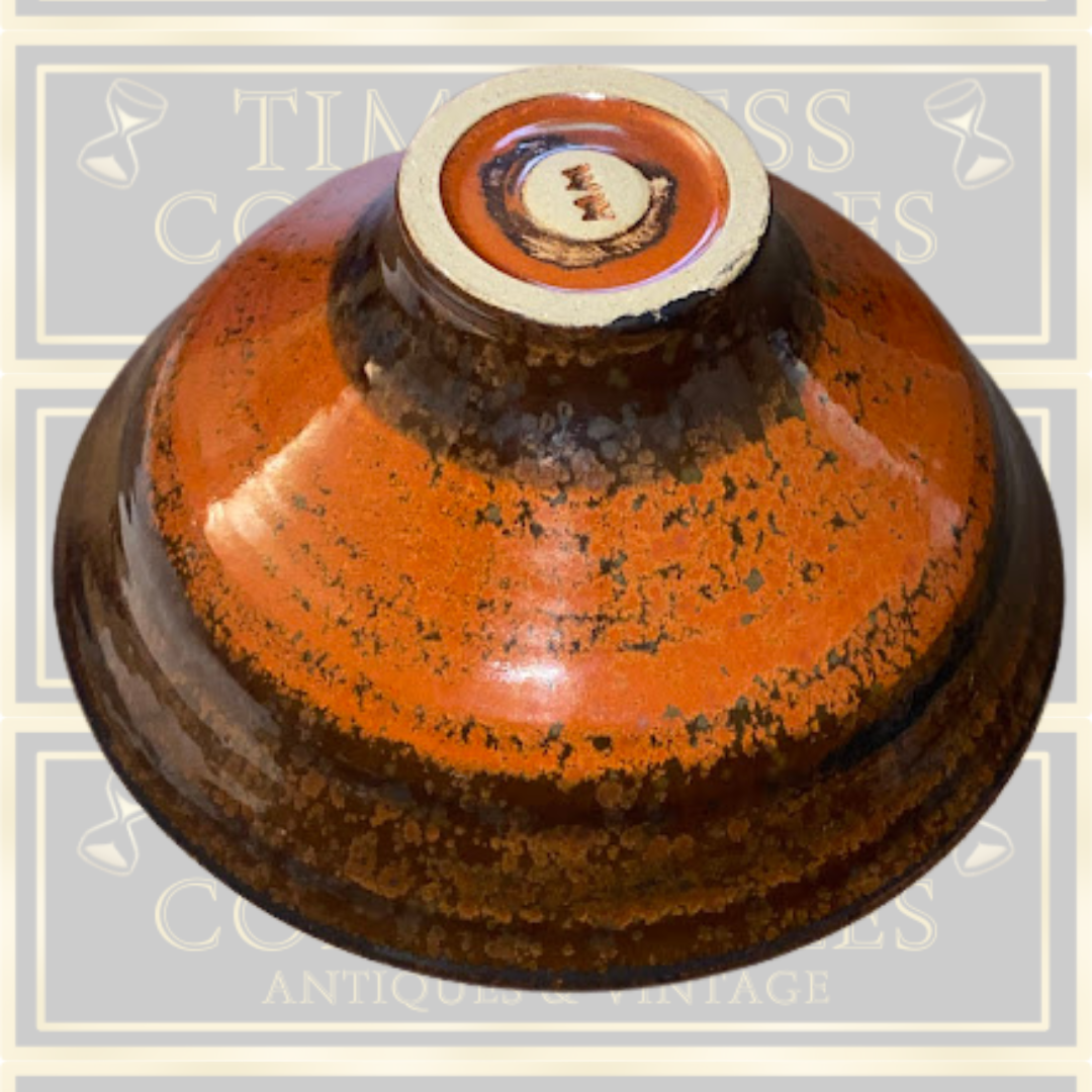 Vintage Wheel-Thrown Stoneware Glazed Fruit Bowl By Michael Martin