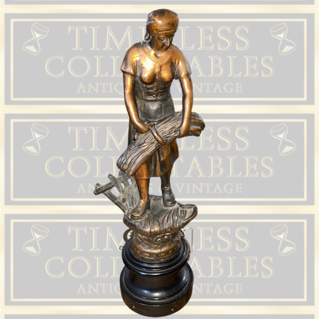 Antique Bronze Spelter French Peasant Woman Statue