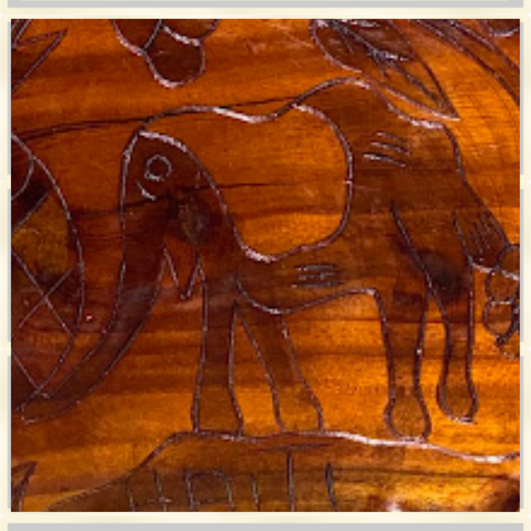 Vintage Hand-Carved Monkey Pod Wood Serving Tray