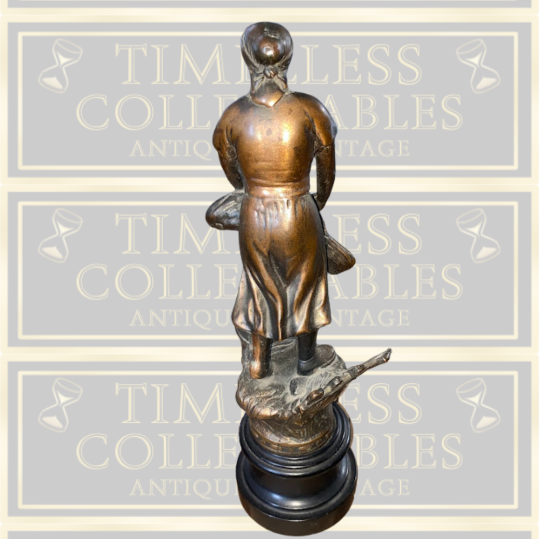 Antique Bronze Spelter French Peasant Woman Statue
