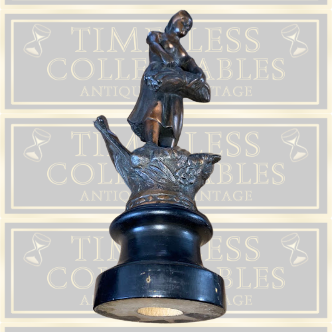 Antique Bronze Spelter French Peasant Woman Statue