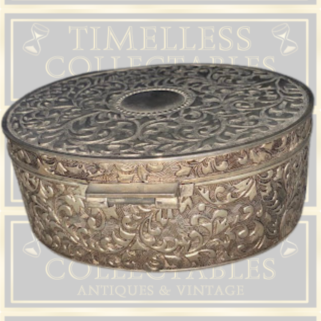 vintage large silver plate oval jewellery casket