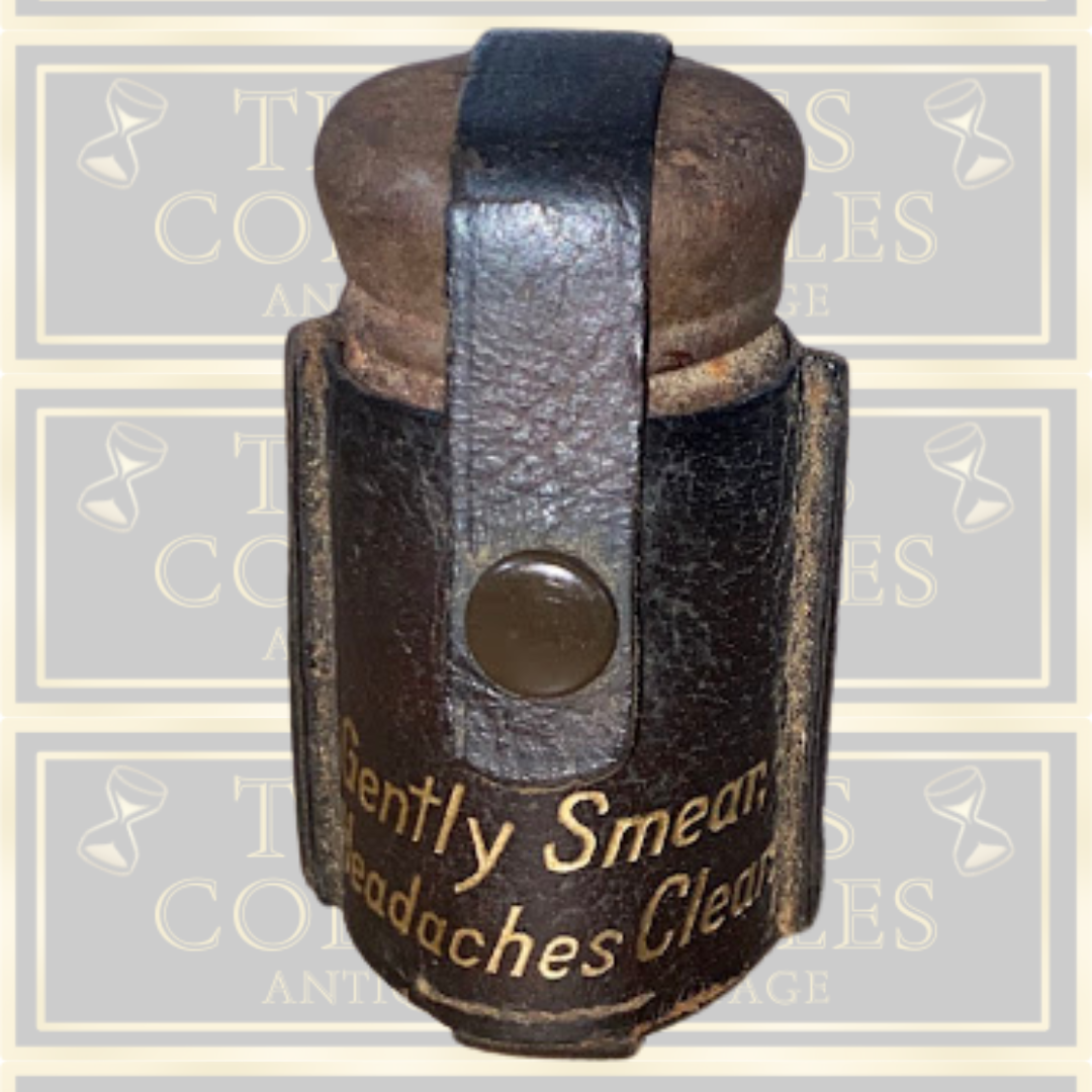 Antique Medicine Bottle In Leather Cover