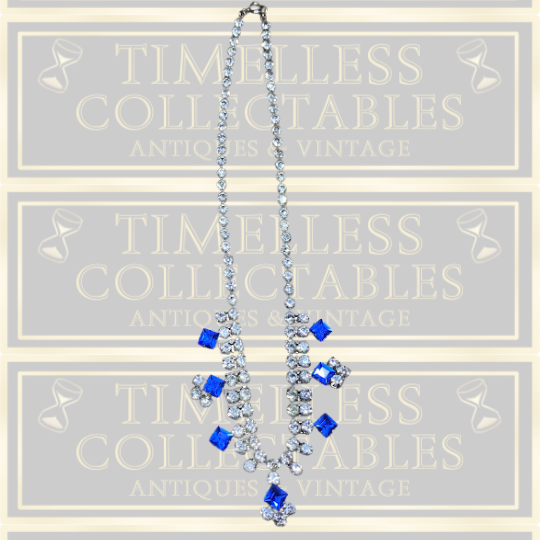 Vintage Crystal Clear Electric Blue Crystal Choker