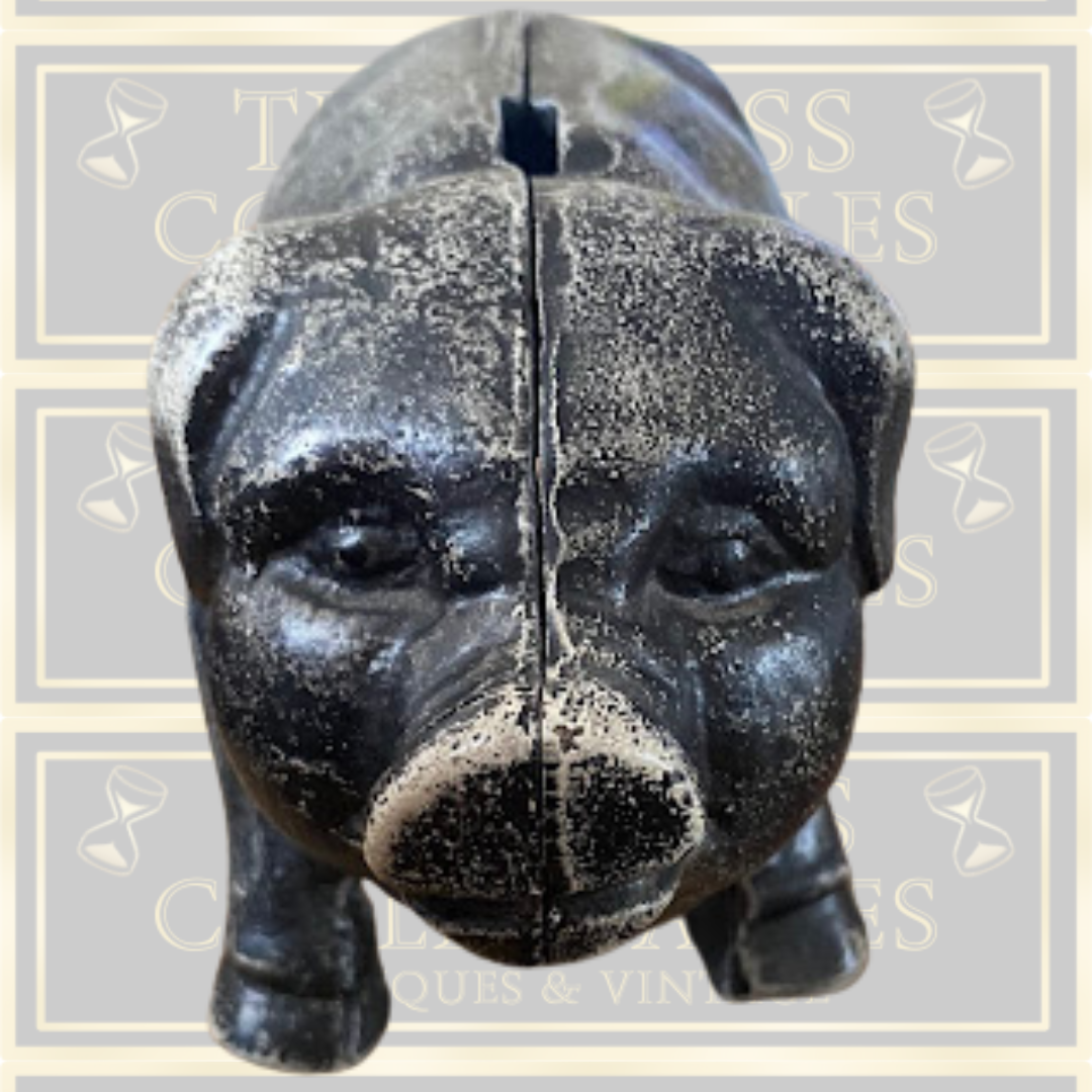 Vintage Cast Iron Black Pig Piggy Bank Money Box