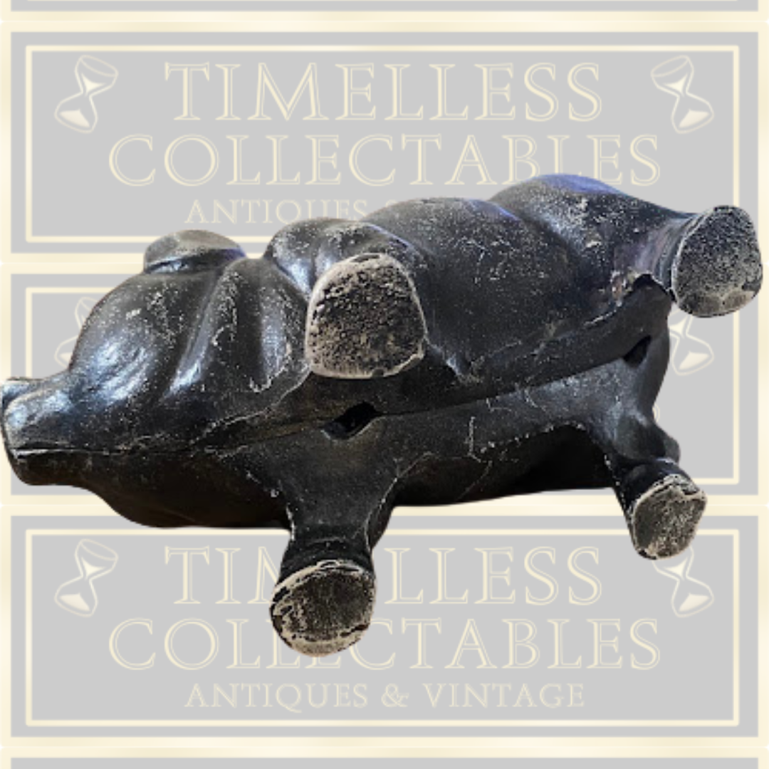 Vintage Cast Iron Black Pig Piggy Bank Money Box