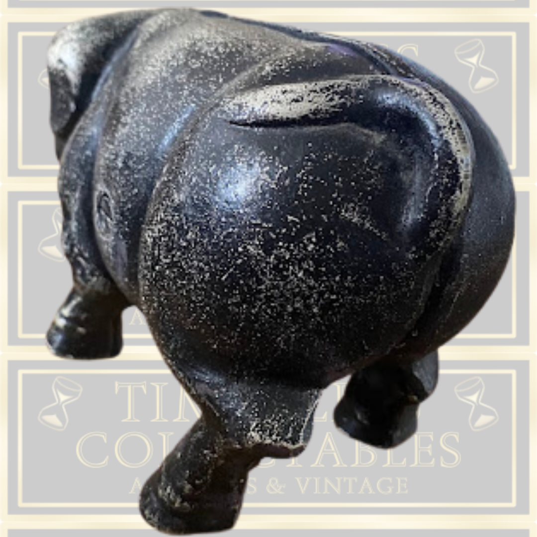 Vintage Cast Iron Black Pig Piggy Bank Money Box