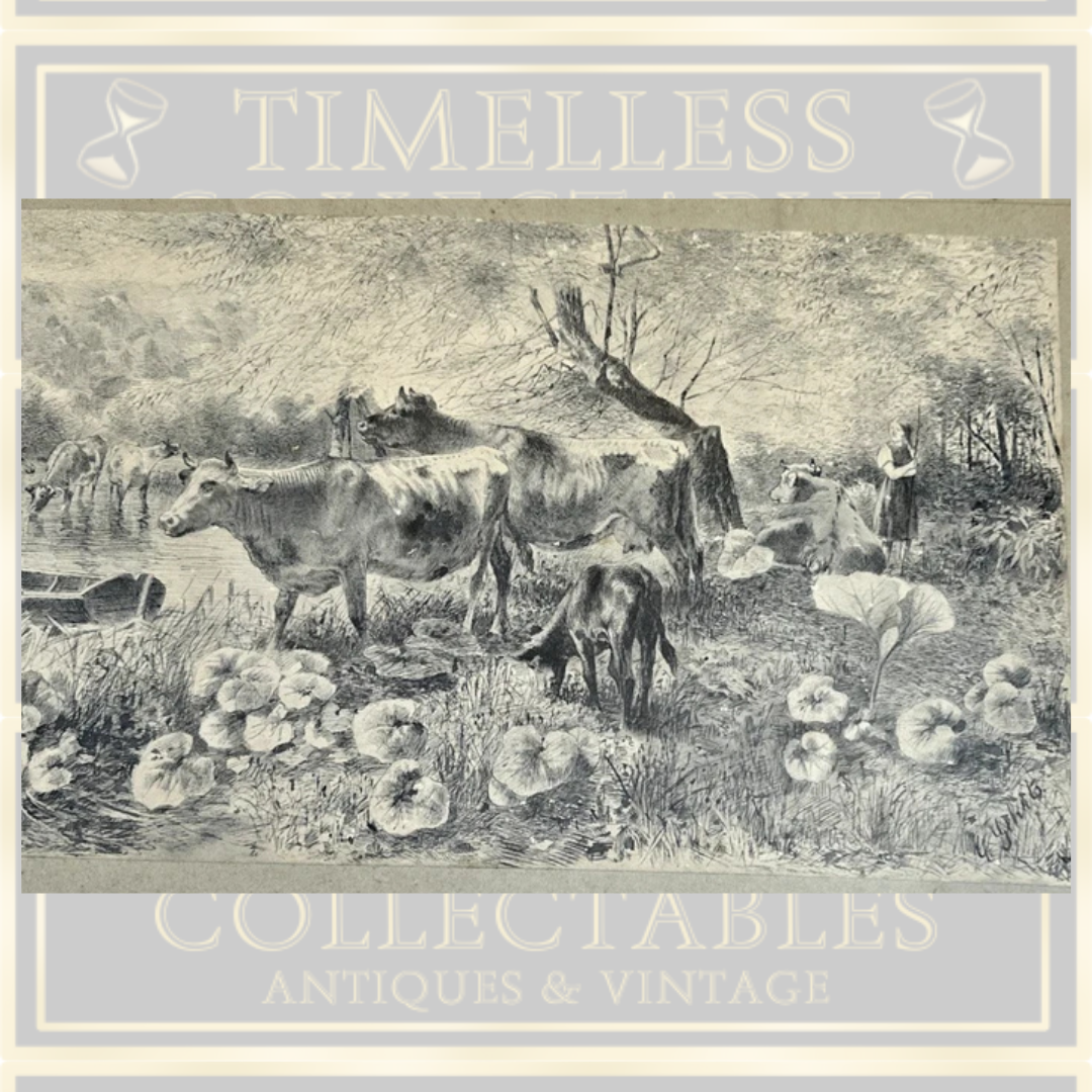 Antique Original Signed Pen & Ink Drawing Carl Karl Gehrtz