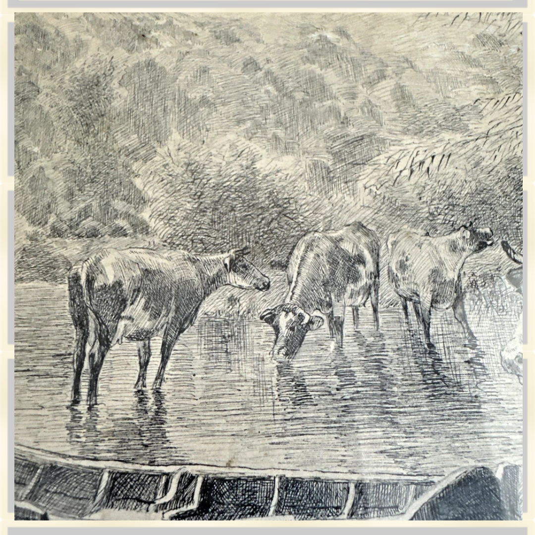 Antique Original Signed Pen & Ink Drawing Carl Karl Gehrtz