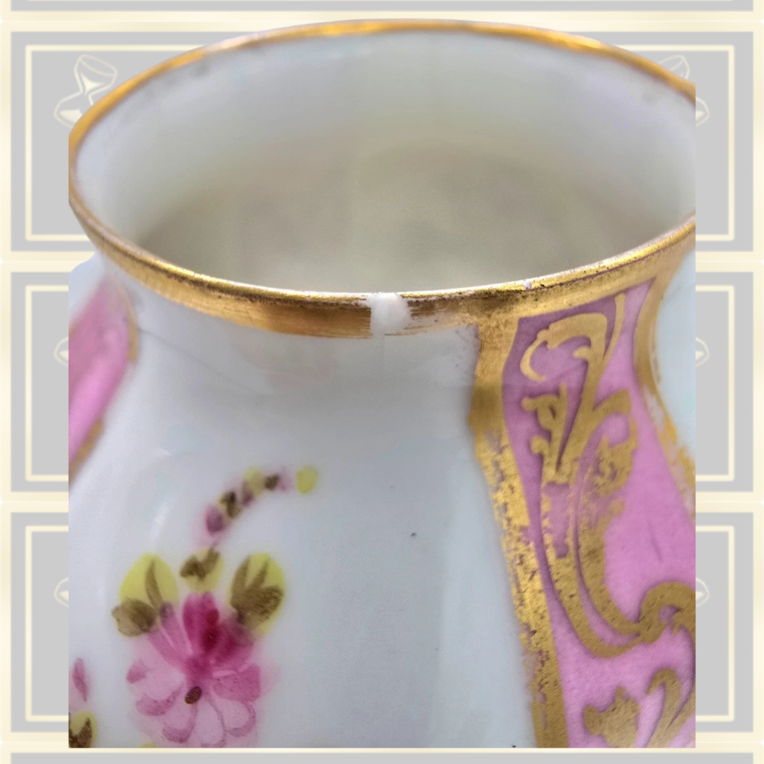 Antique Sevres Pink Porcelain Hand Painted Floral Vase